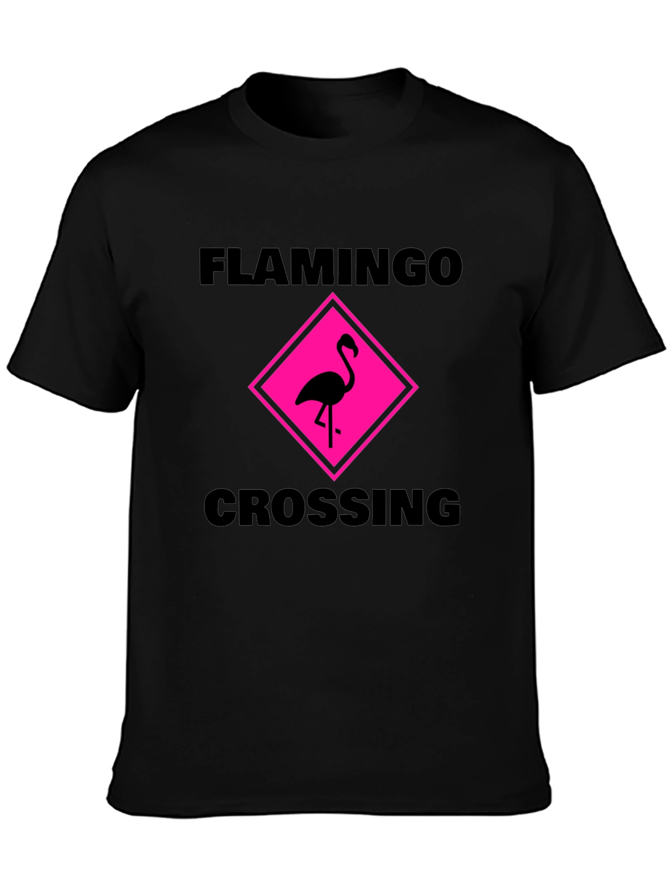 Flamingo Crossing Graphic Tee - Black Cotton Shirt