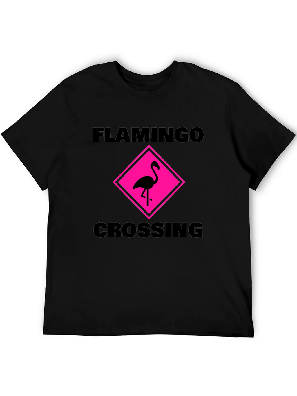 Flamingo Crossing Graphic Tee - Black Cotton Shirt
