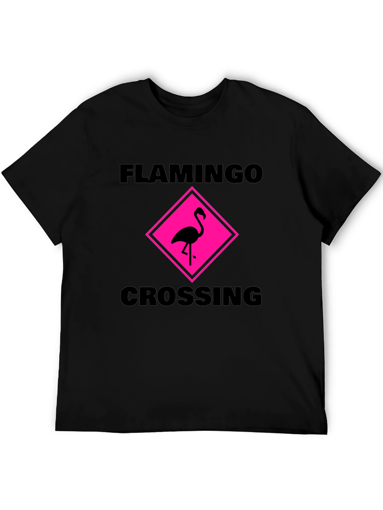Flamingo Crossing Graphic Tee - Black Cotton Shirt