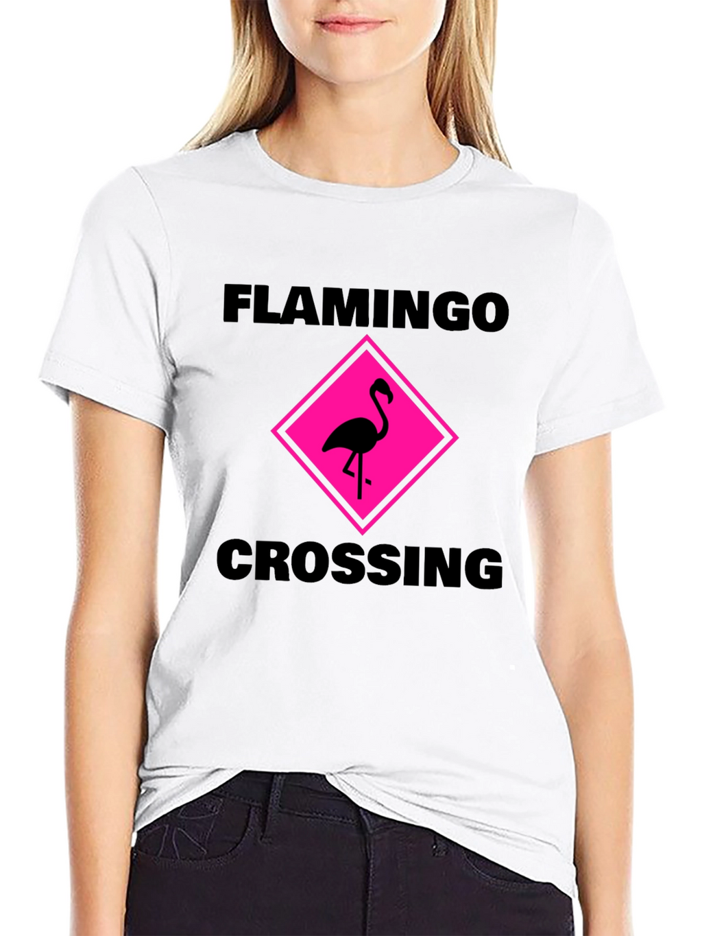 Flamingo Crossing Graphic Tee - Black Cotton Shirt