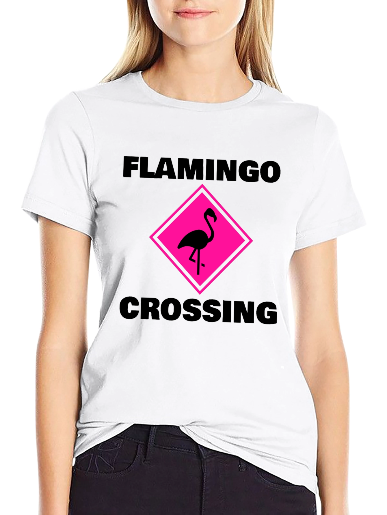 Flamingo Crossing Graphic Tee - Black Cotton Shirt