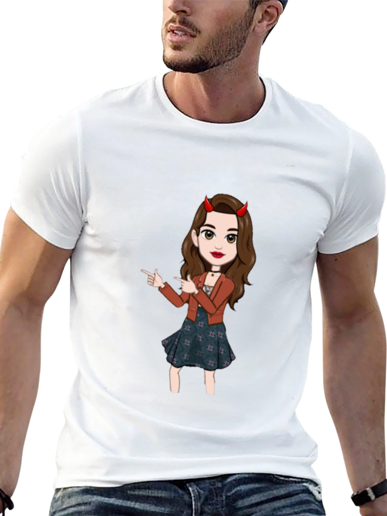 Fun Devil Girl Graphic Tee - Black Cotton Blend
