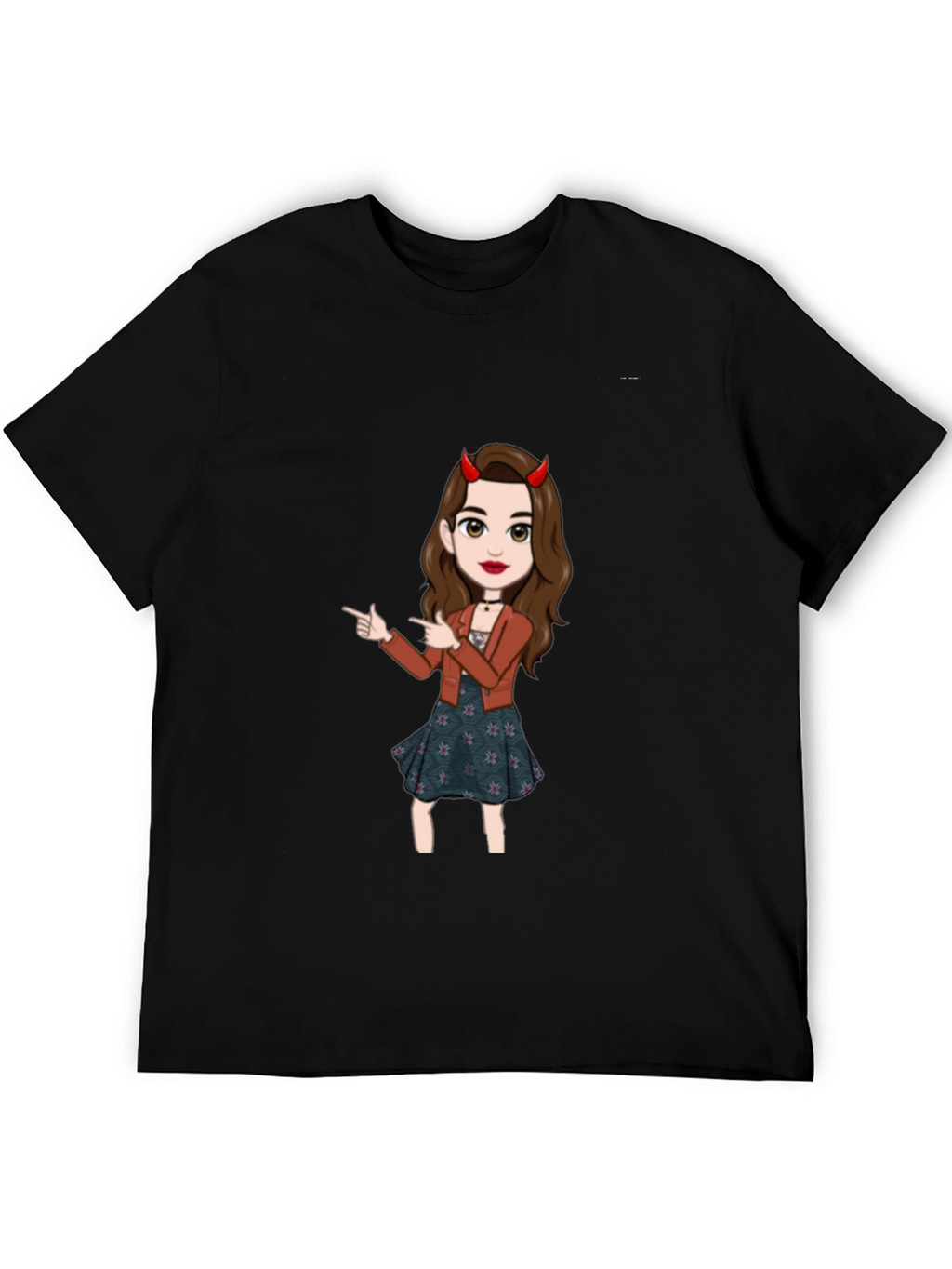 Fun Devil Girl Graphic Tee - Black Cotton Blend