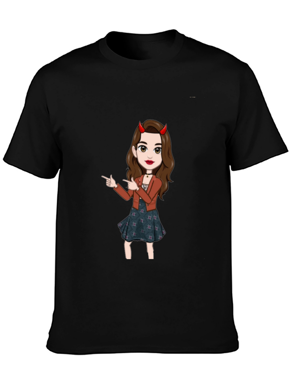 Fun Devil Girl Graphic Tee - Black Cotton Blend