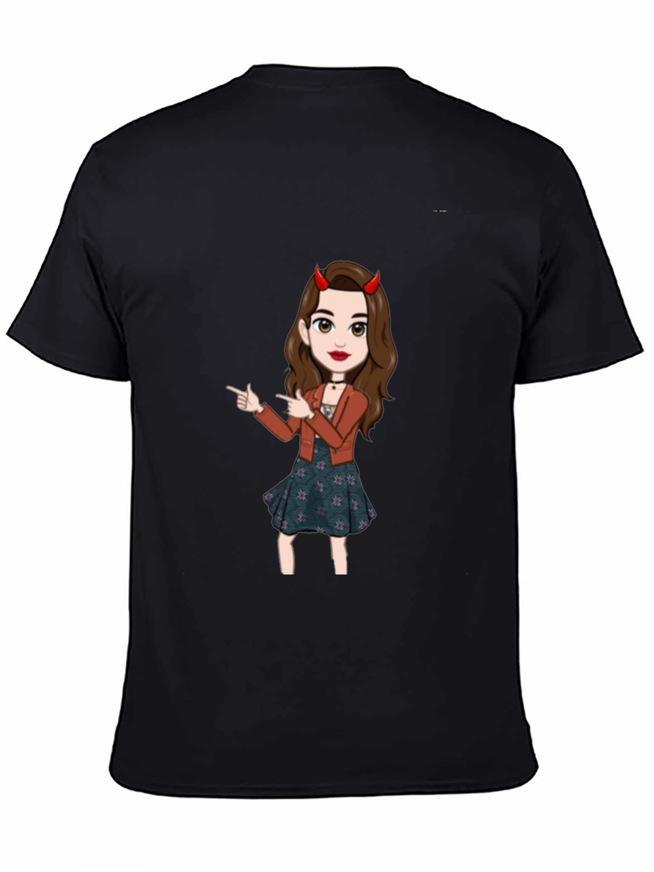 Fun Devil Girl Graphic Tee - Black Cotton Blend