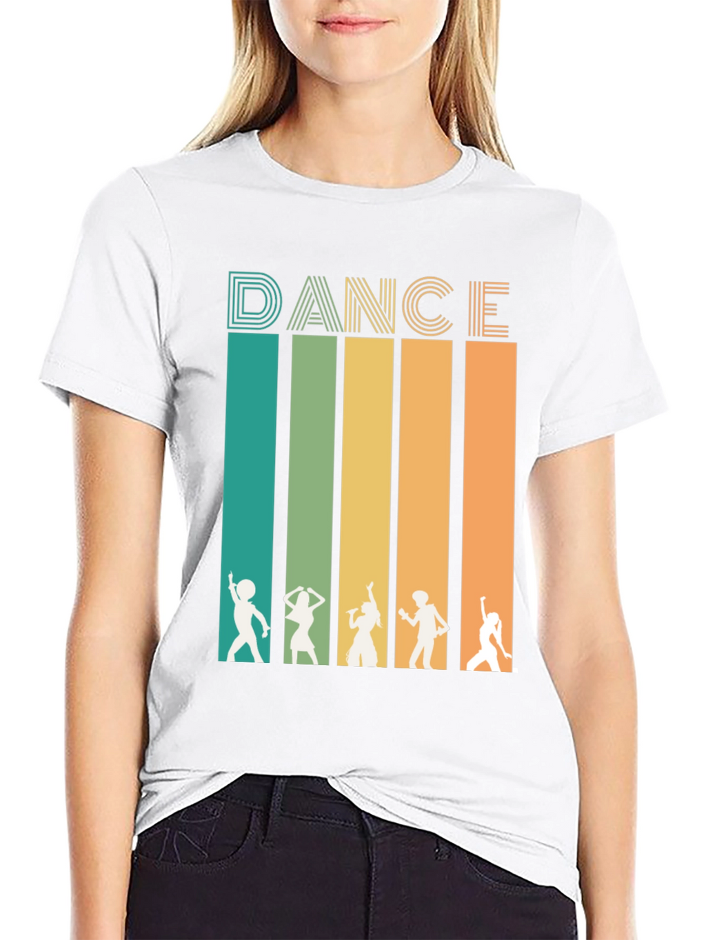 Retro Dance Silhouette Graphic Tee - Black