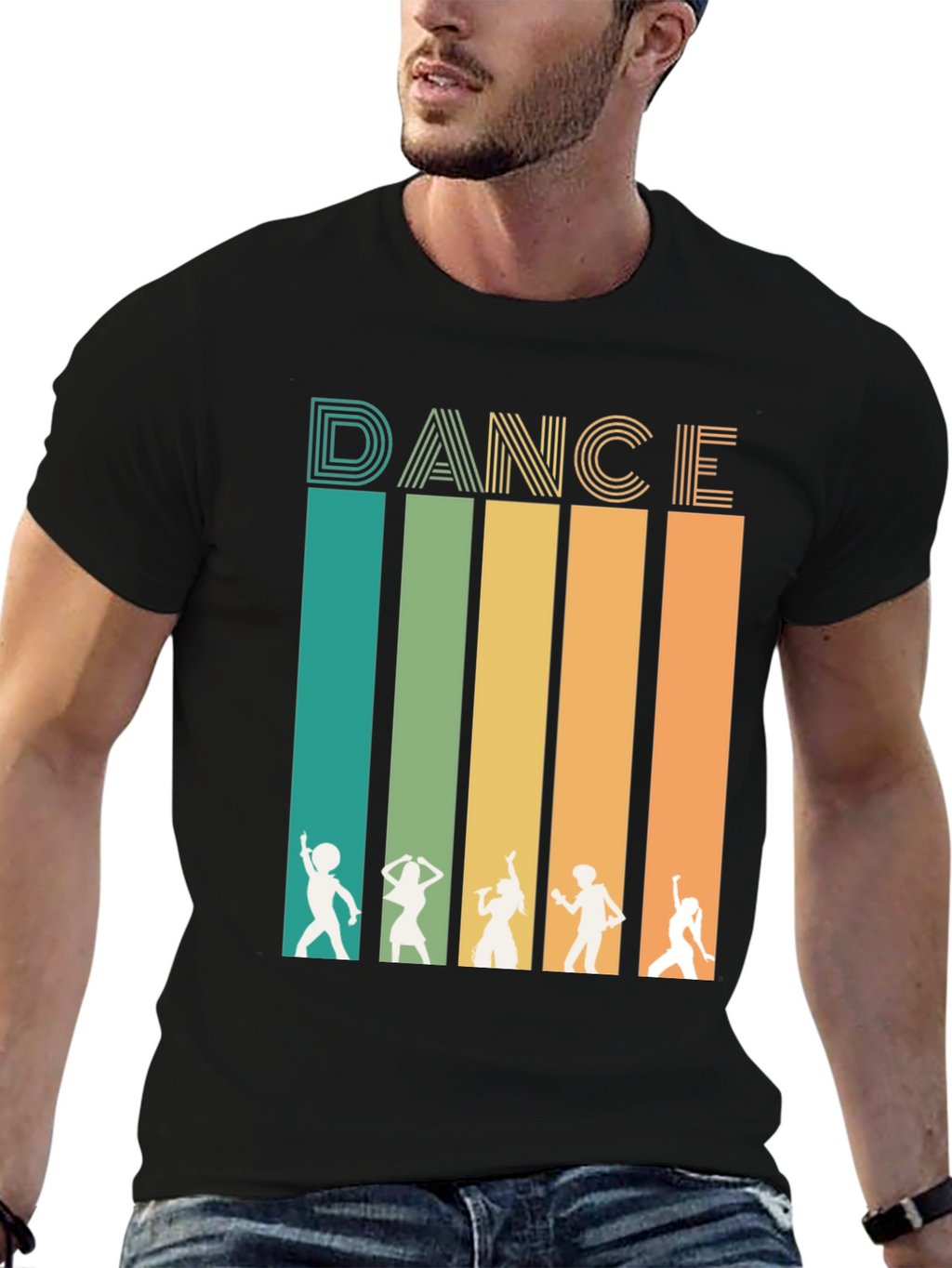 Retro Dance Silhouette Graphic Tee - Black