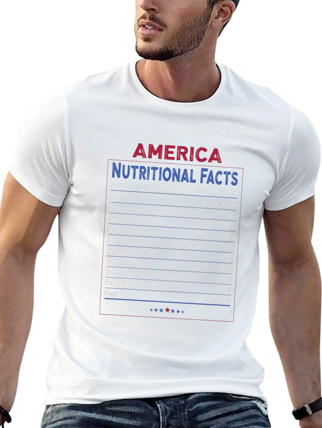 America Nutritional Facts 4th of July Patriotic T-Shirt