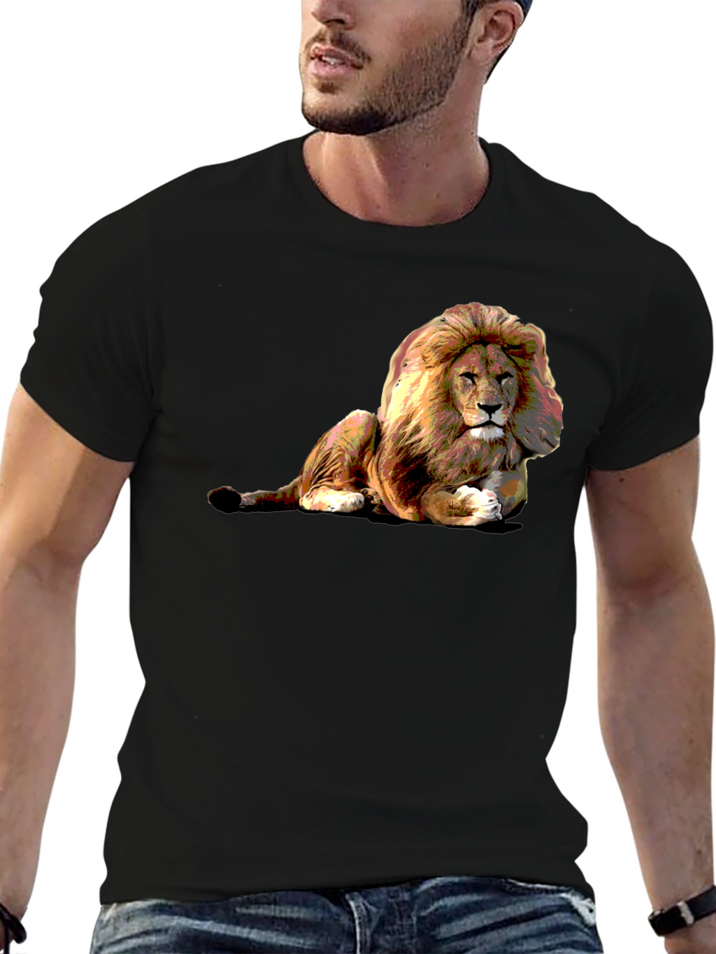 Lion Graphic Black T-Shirt - Wild Style