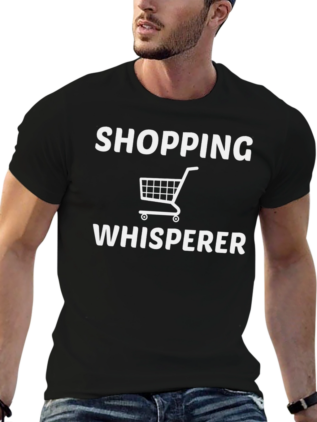 Shopping Whisperer Tee - Black Graphic T-Shirt