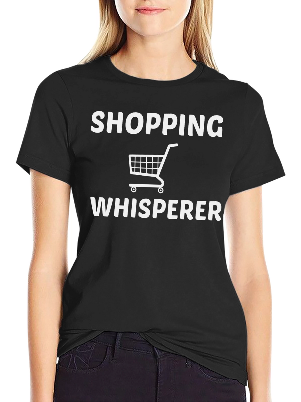 Shopping Whisperer Tee - Black Graphic T-Shirt