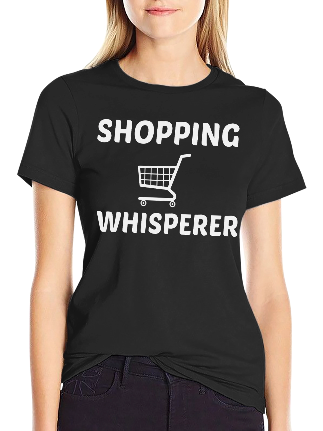 Shopping Whisperer Tee - Black Graphic T-Shirt