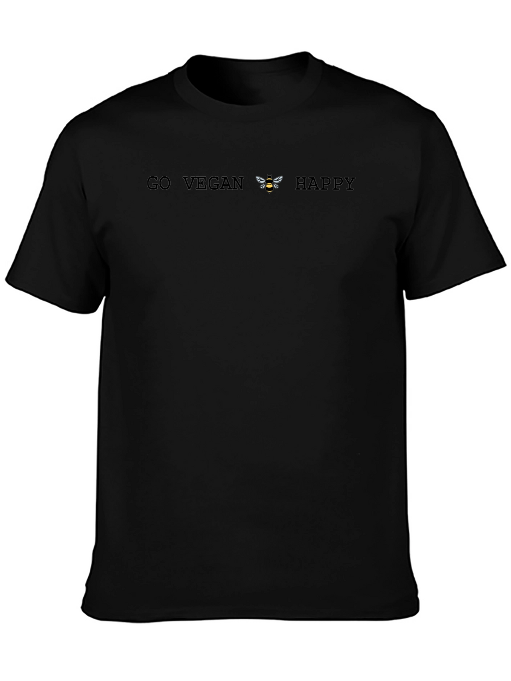 Go Vegan Bee Happy T-Shirt - Black Unisex Tee