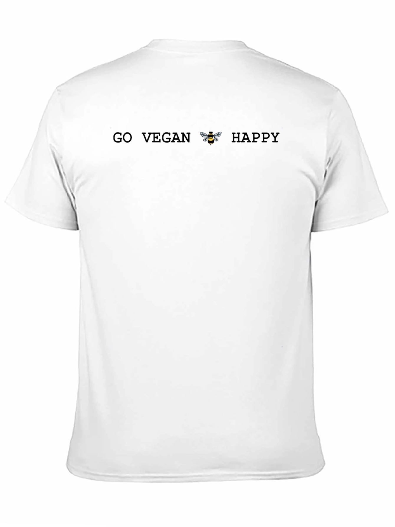 Go Vegan Bee Happy T-Shirt - Black Unisex Tee