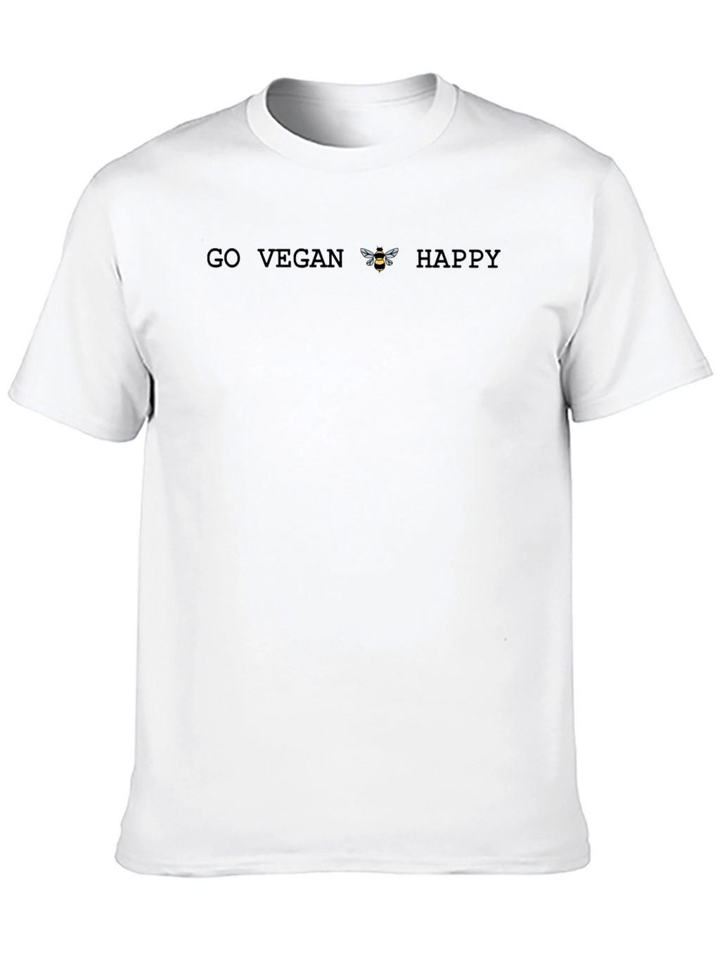 Go Vegan Bee Happy T-Shirt - Black Unisex Tee