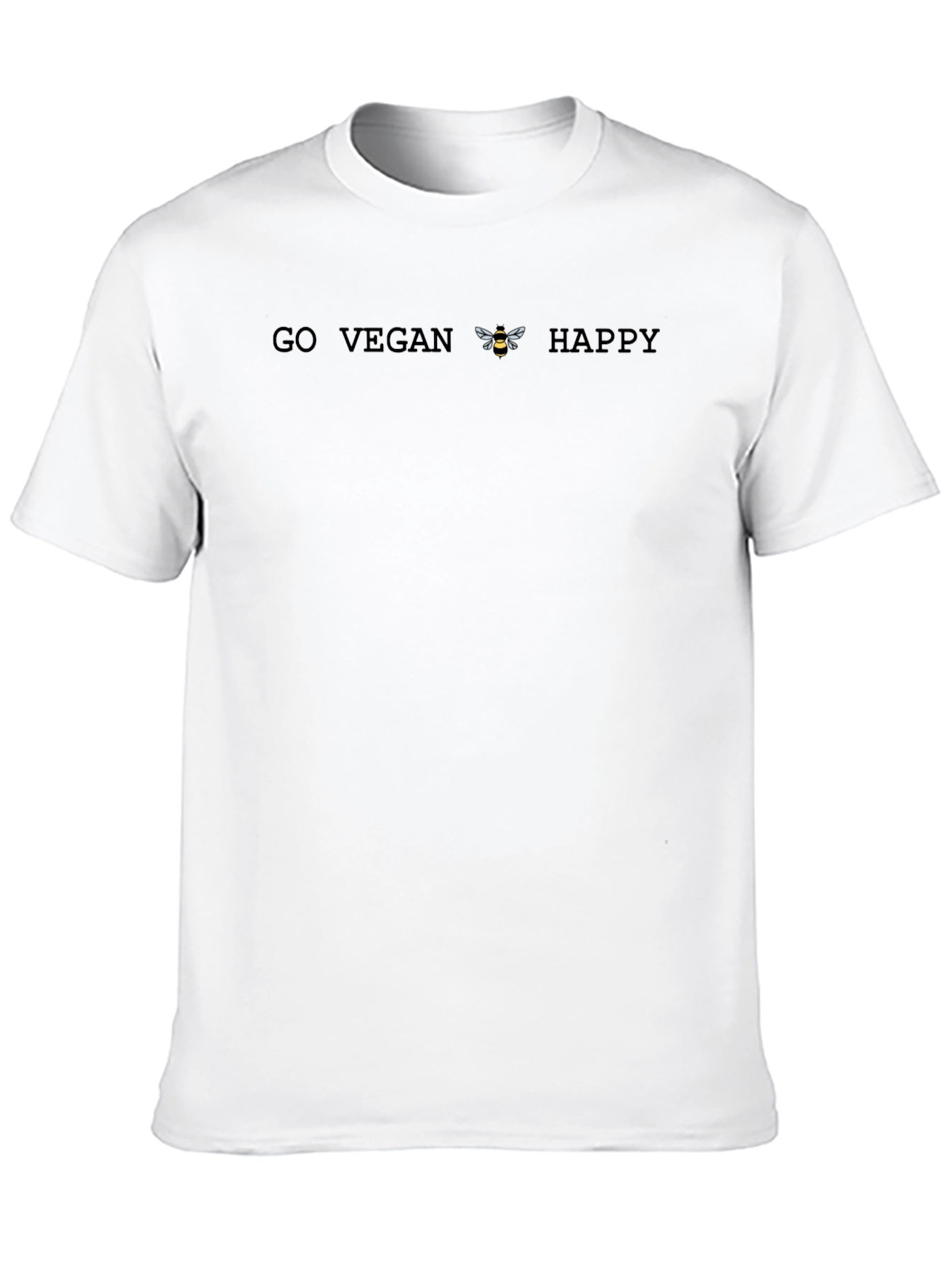 Go Vegan Bee Happy T-Shirt - Black Unisex Tee