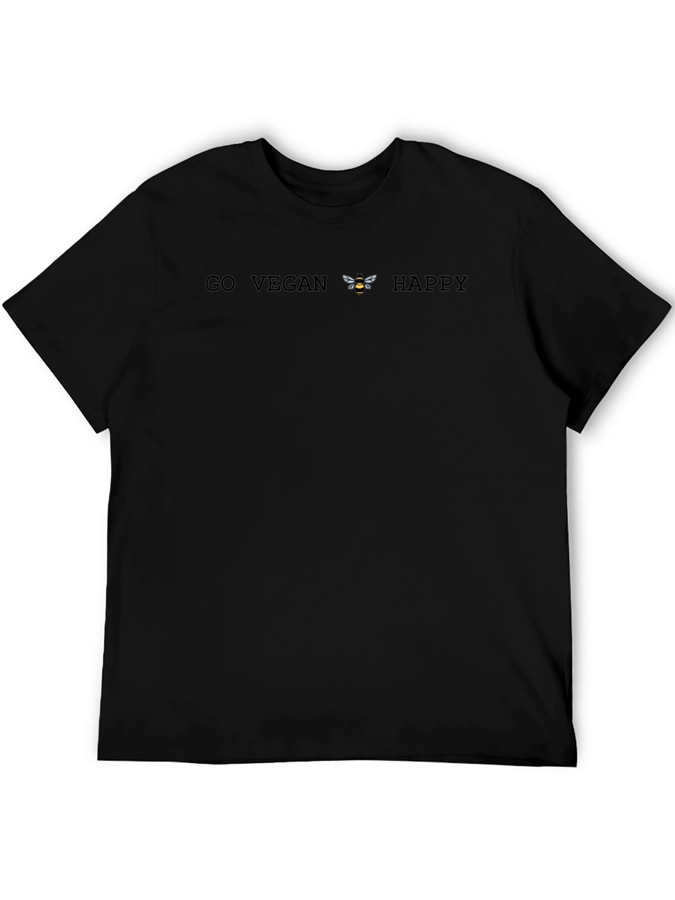 Go Vegan Bee Happy T-Shirt - Black Unisex Tee