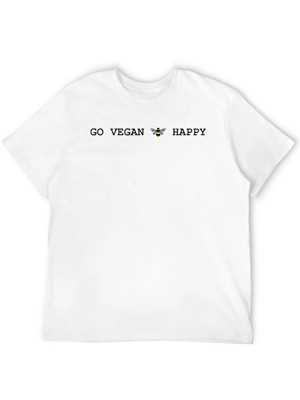Go Vegan Bee Happy T-Shirt - Black Unisex Tee