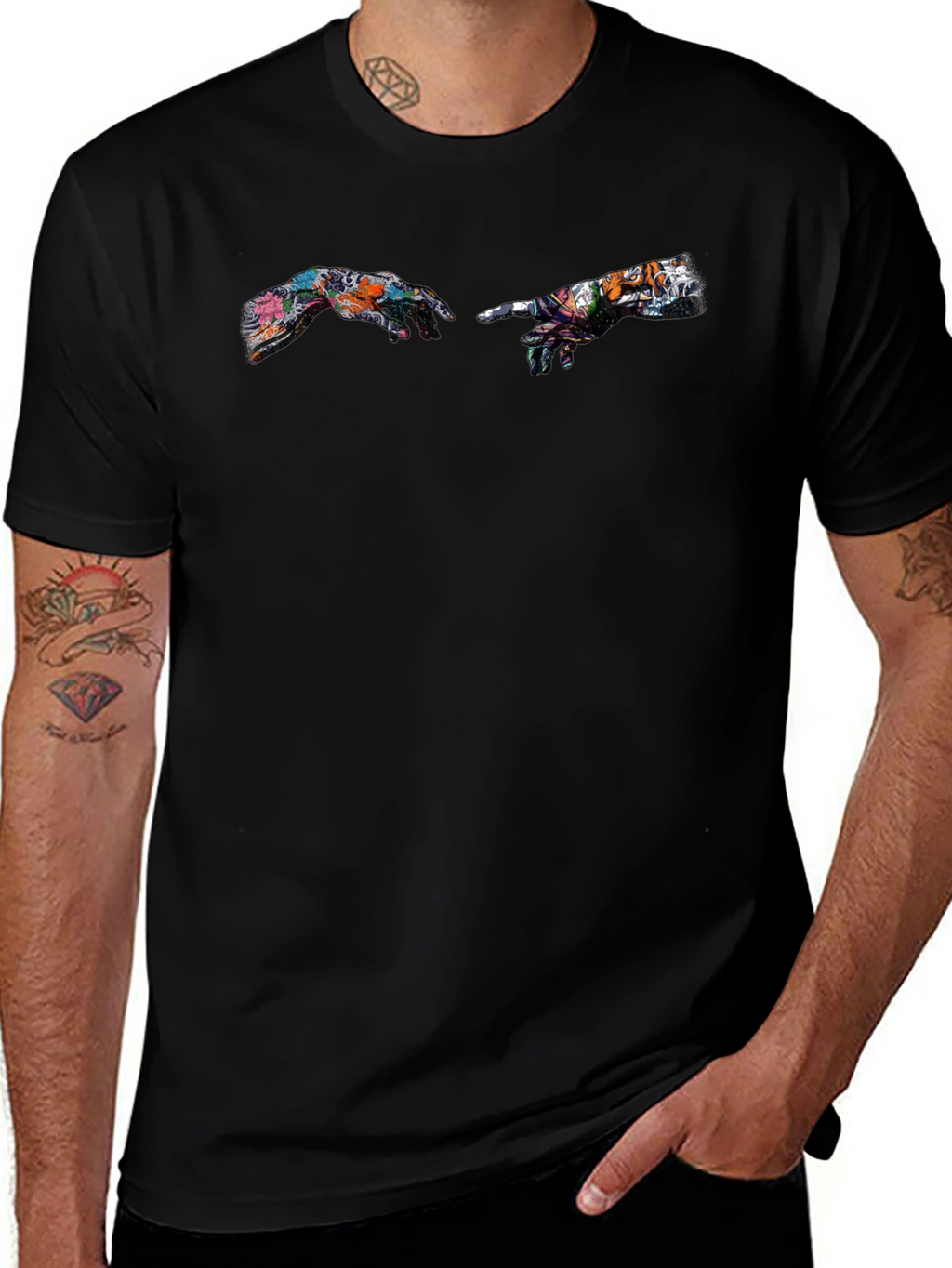 Creation of Adam Art Print Black T-Shirt