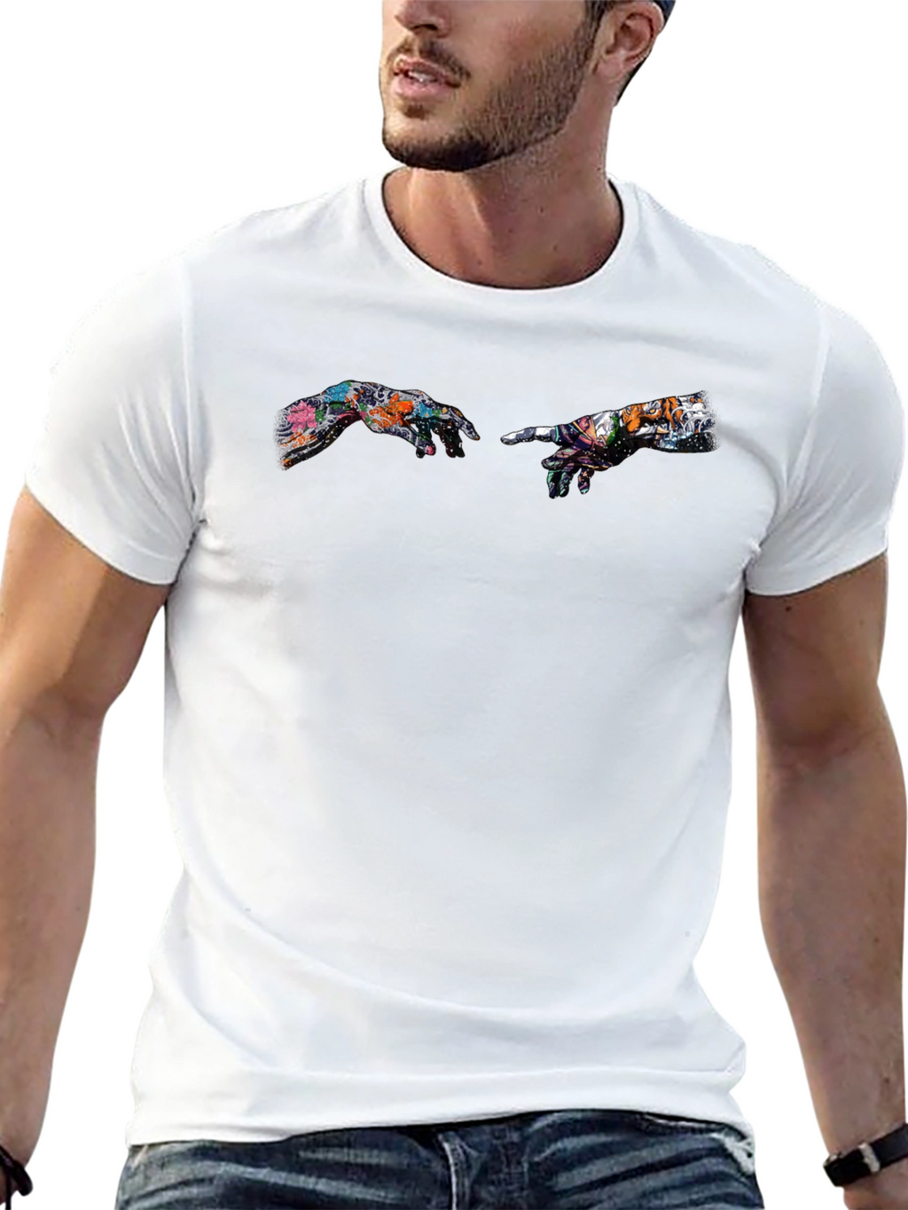 Creation of Adam Art Print Black T-Shirt