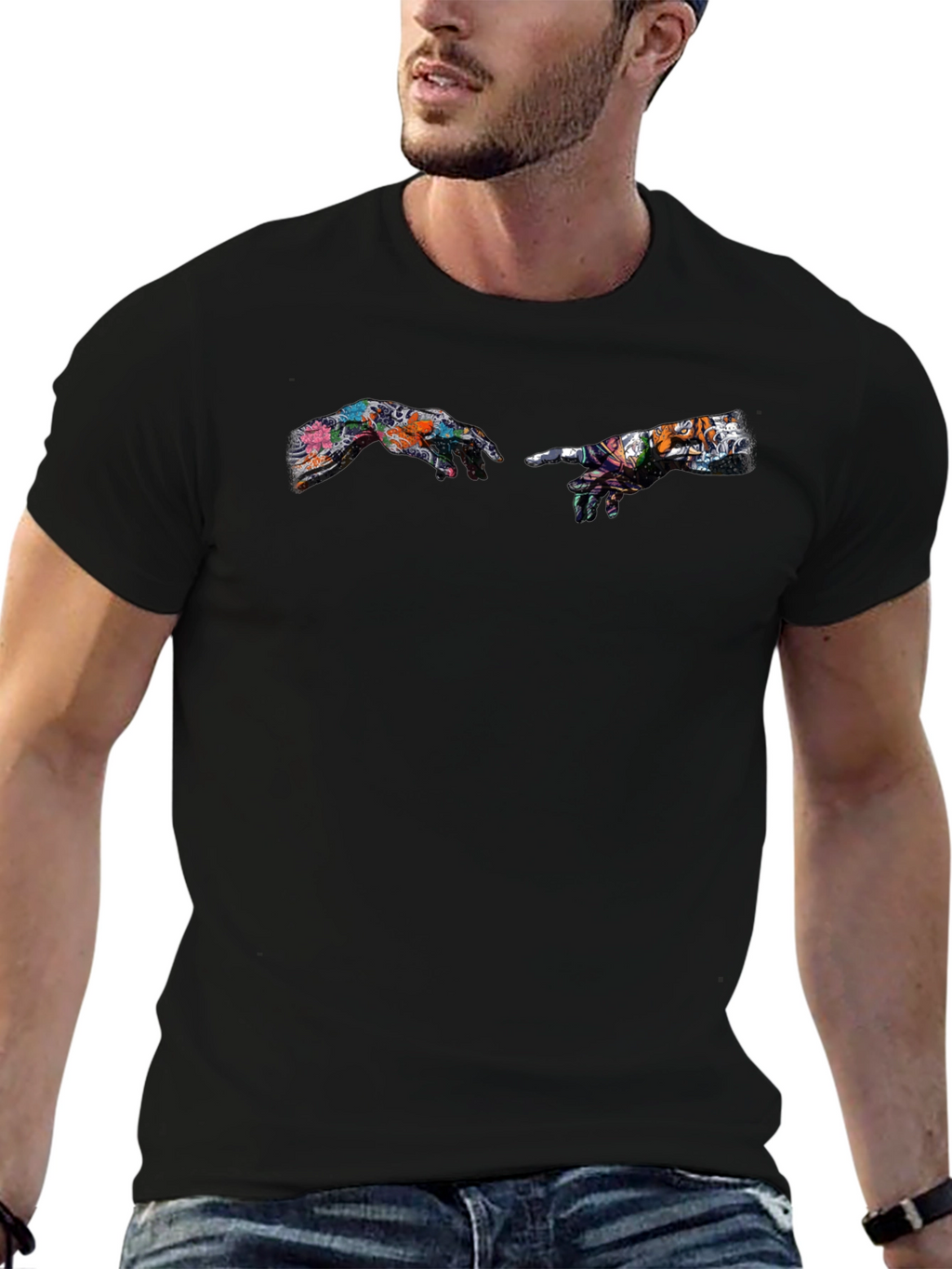 Creation of Adam Art Print Black T-Shirt