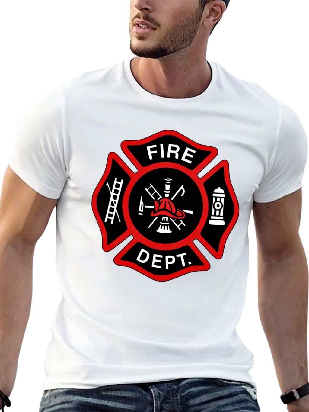 Fire Department T-Shirt Maltese Cross Design