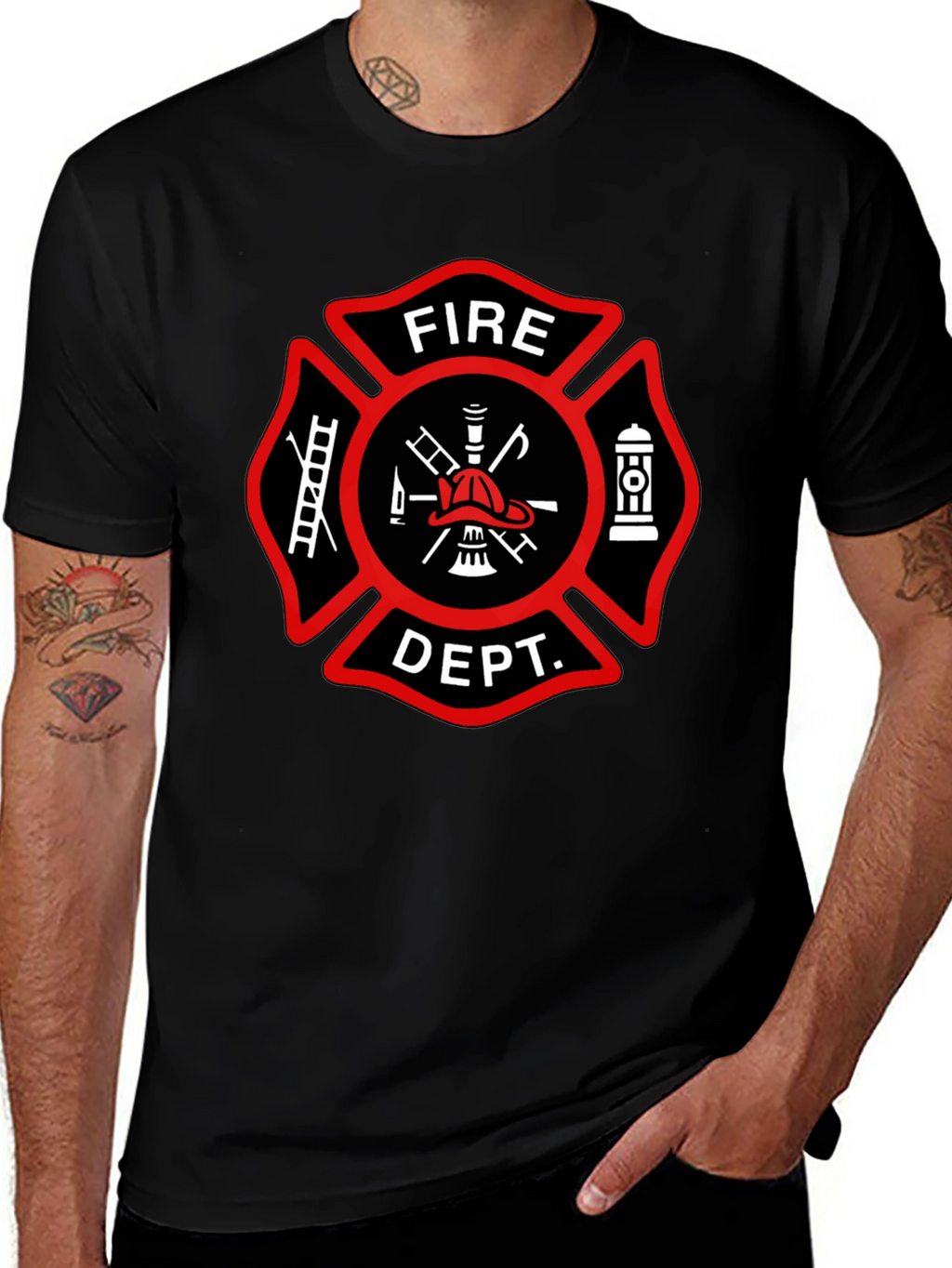 Fire Department T-Shirt Maltese Cross Design