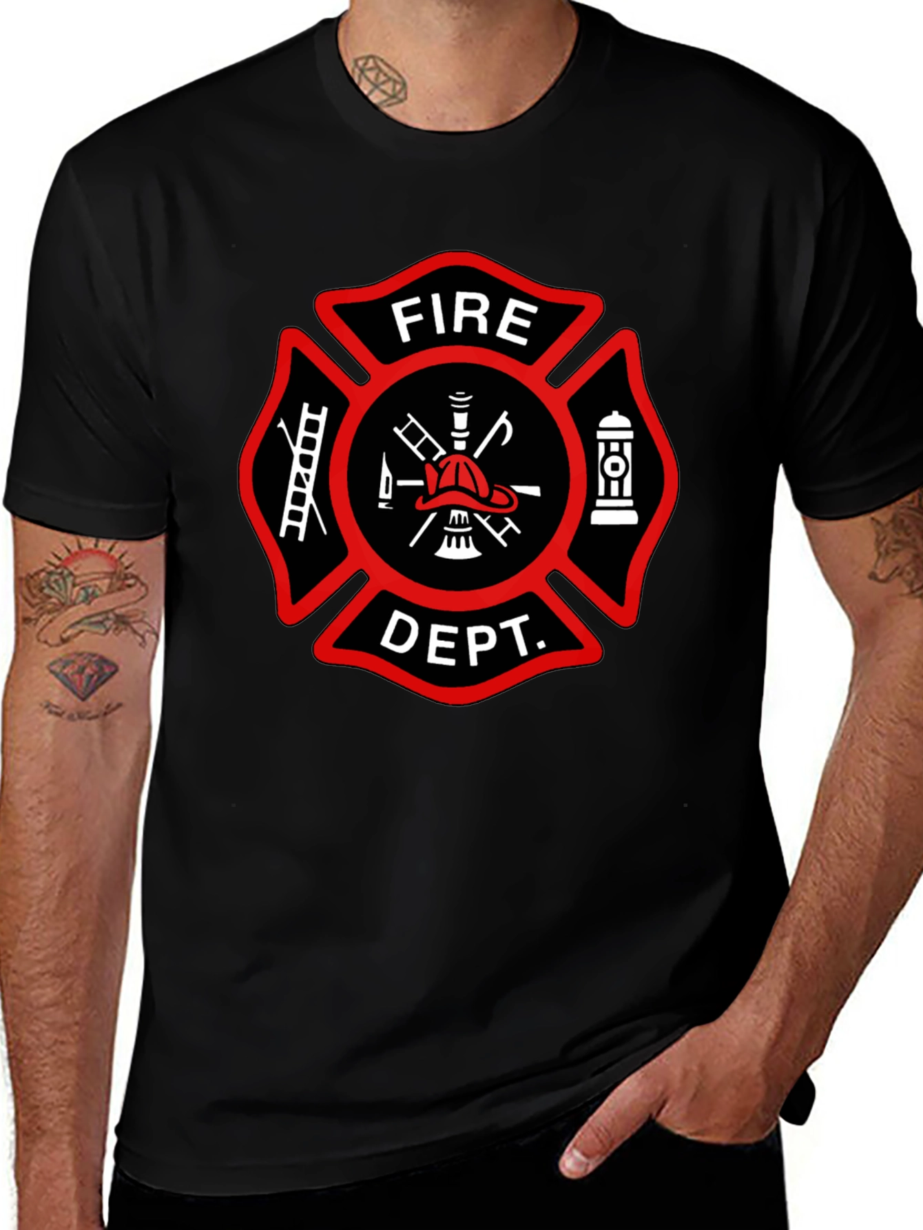 Fire Department T-Shirt Maltese Cross Design