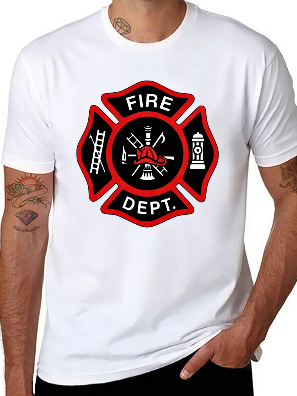 Fire Department T-Shirt Maltese Cross Design