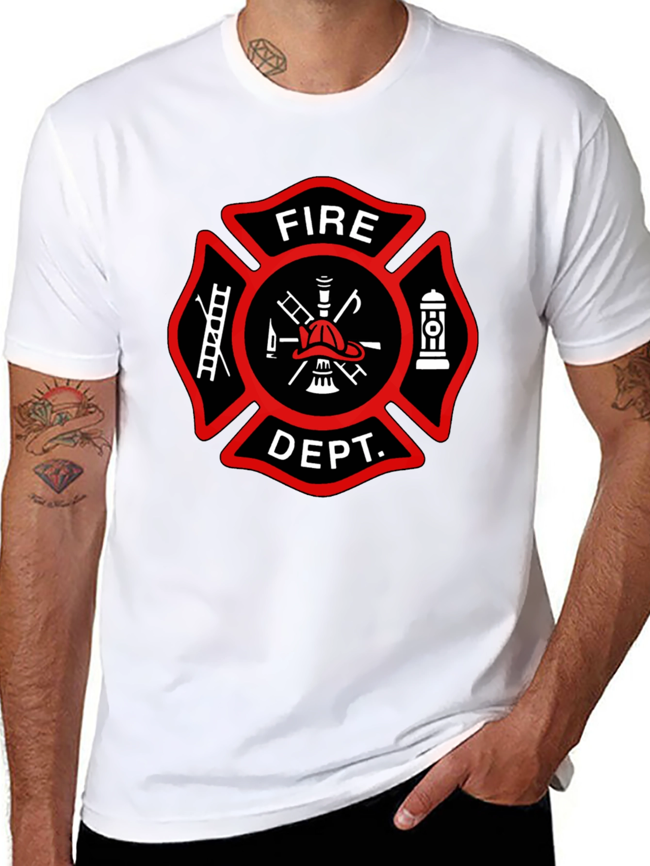 Fire Department T-Shirt Maltese Cross Design