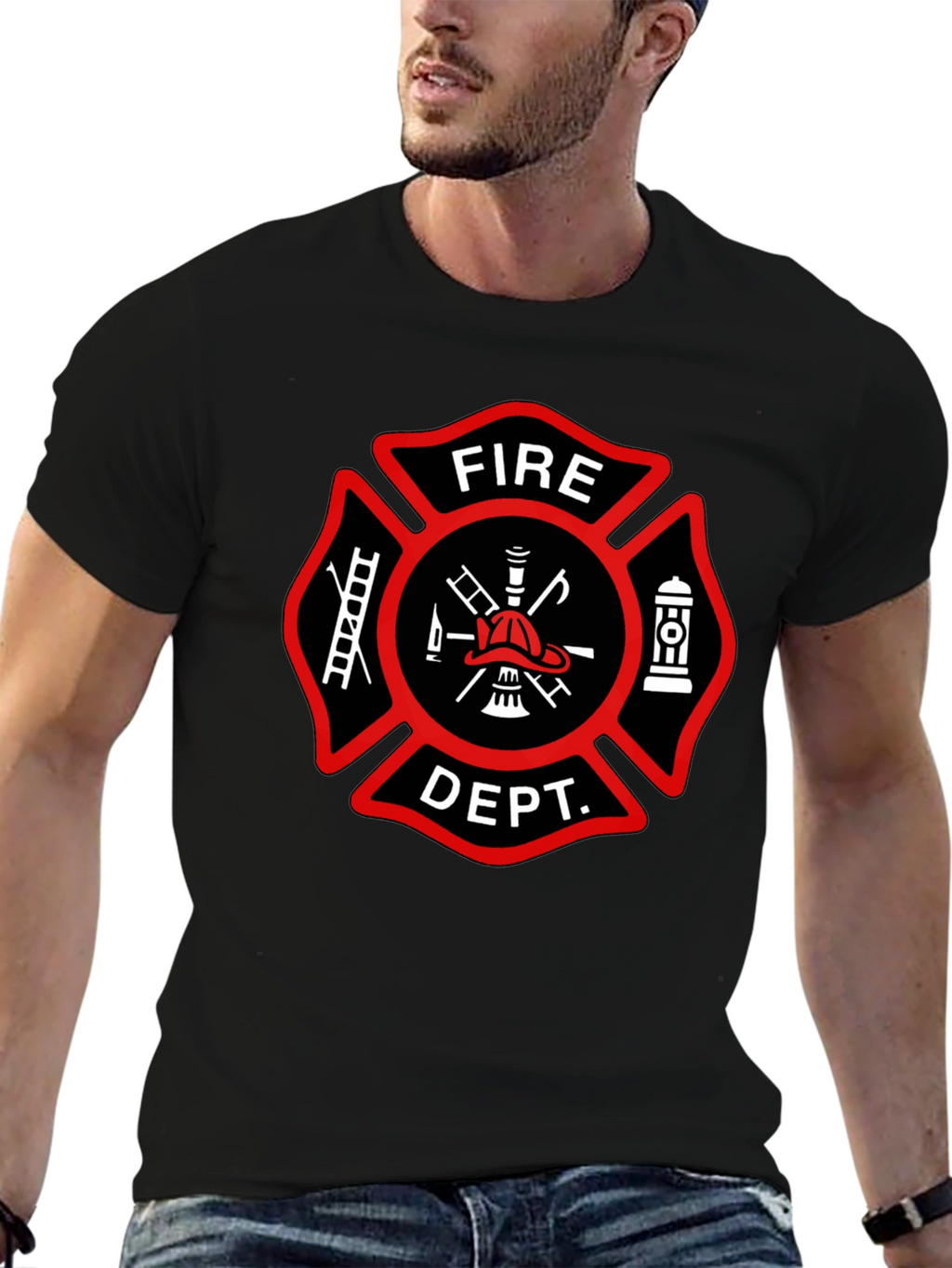Fire Department T-Shirt Maltese Cross Design