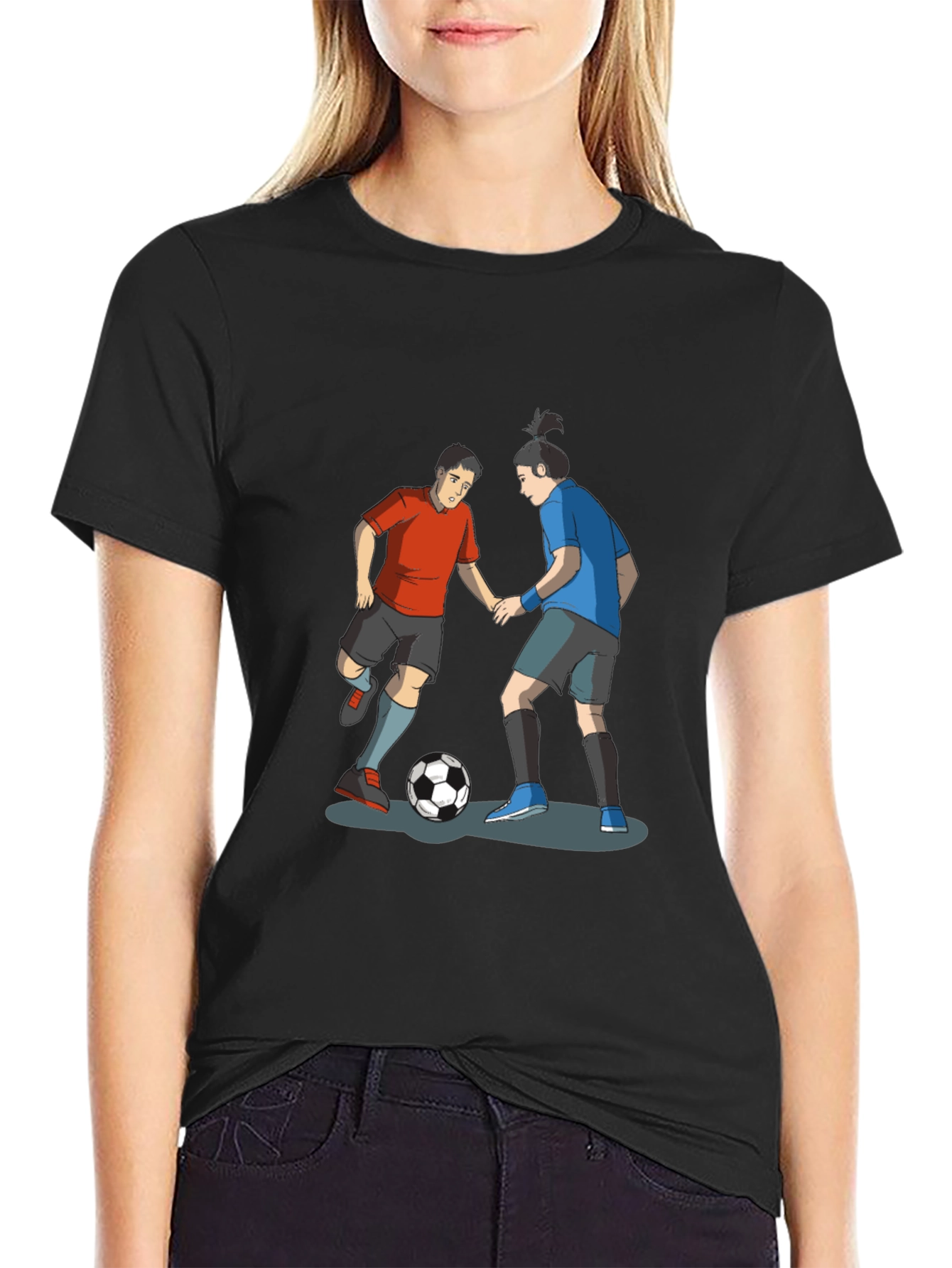 Soccer Player Graphic Black T-Shirt