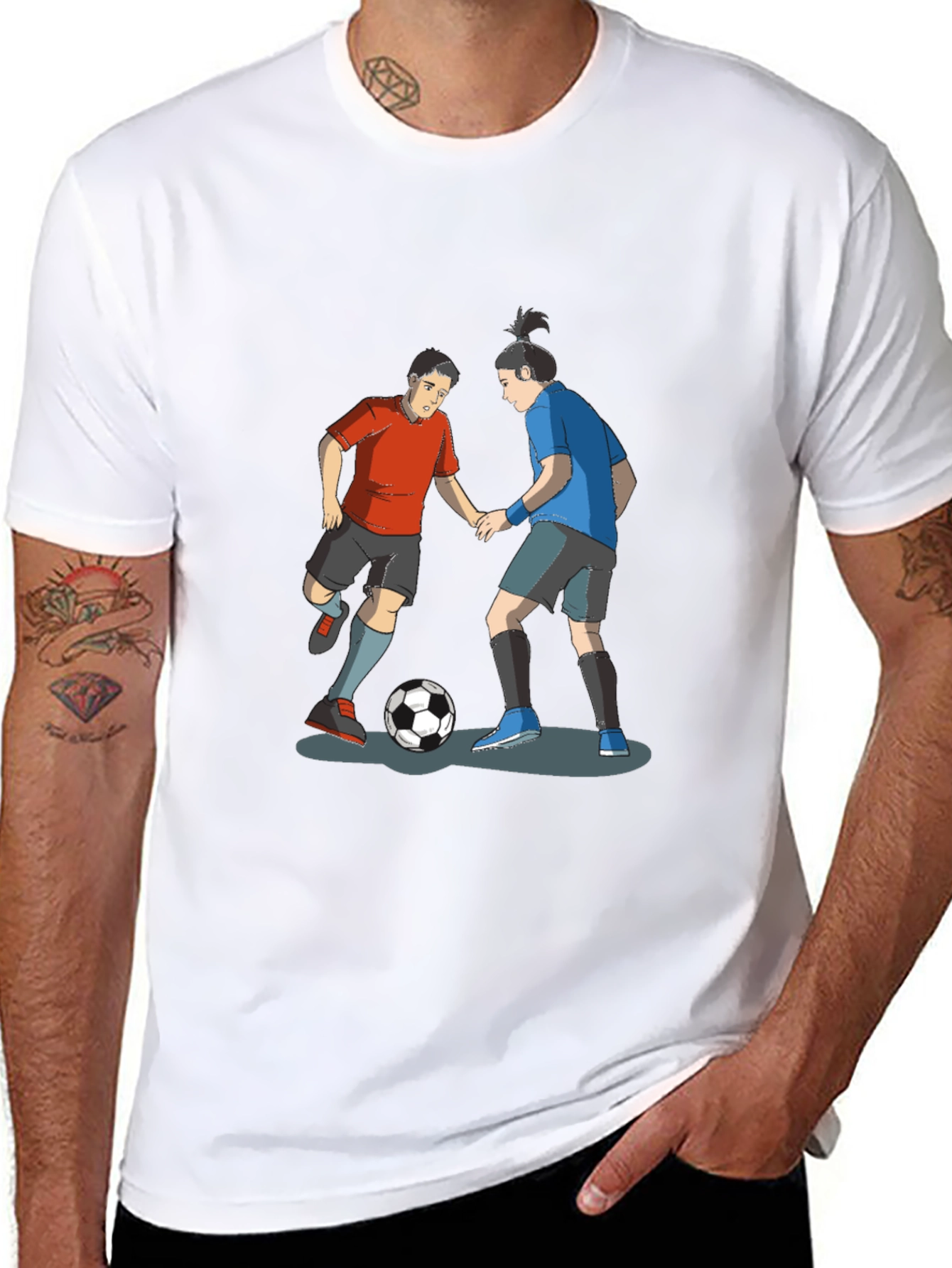 Soccer Player Graphic Black T-Shirt