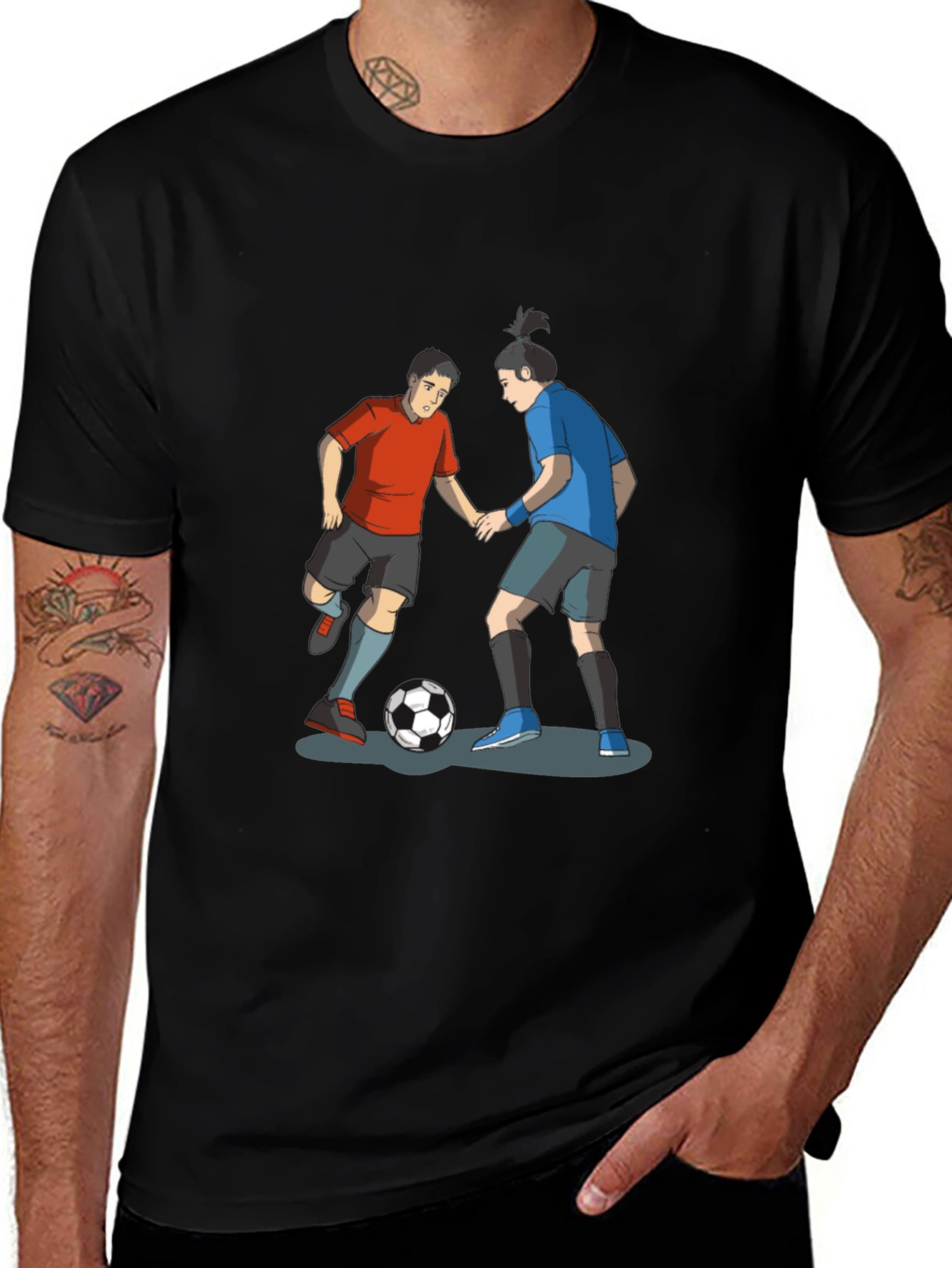 Soccer Player Graphic Black T-Shirt