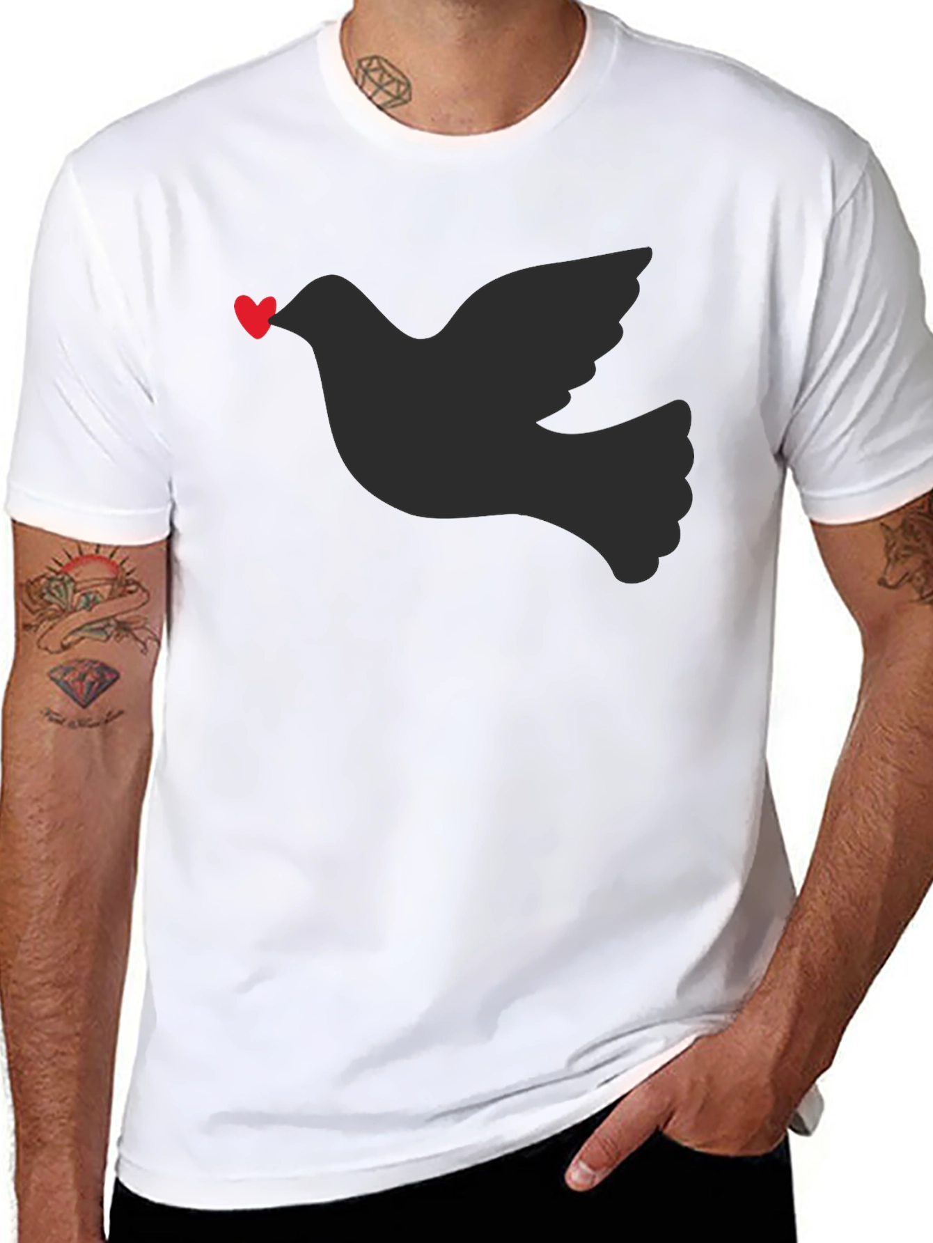 Dove Heart T-Shirt - Black