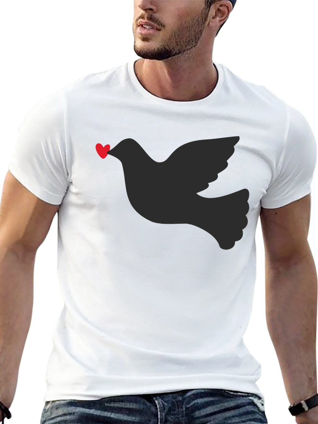 Dove Heart T-Shirt - Black
