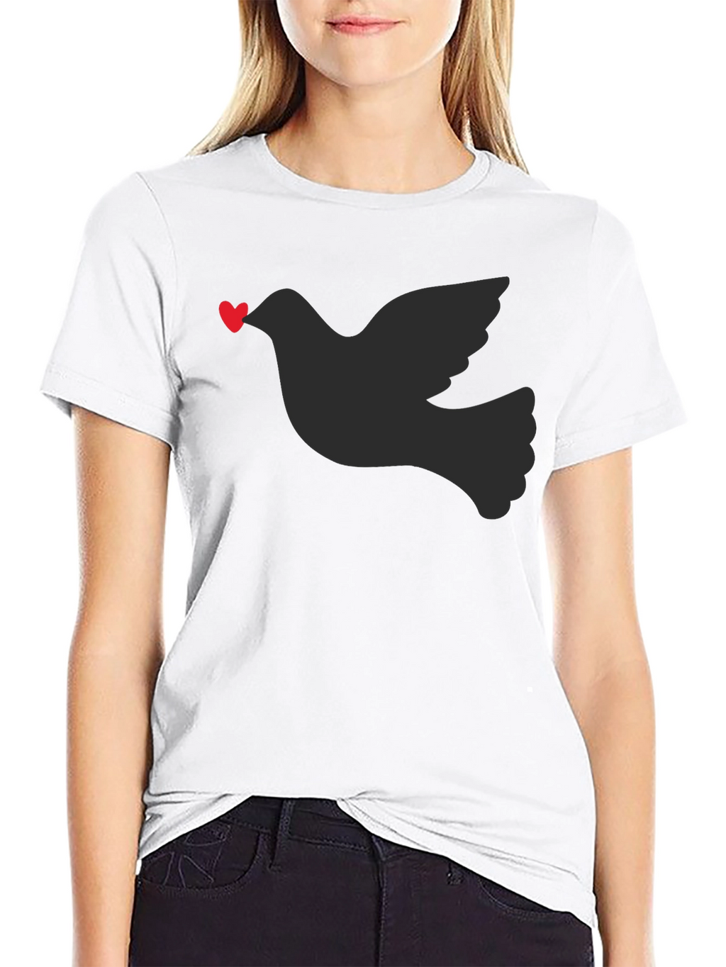 Dove Heart T-Shirt - Black