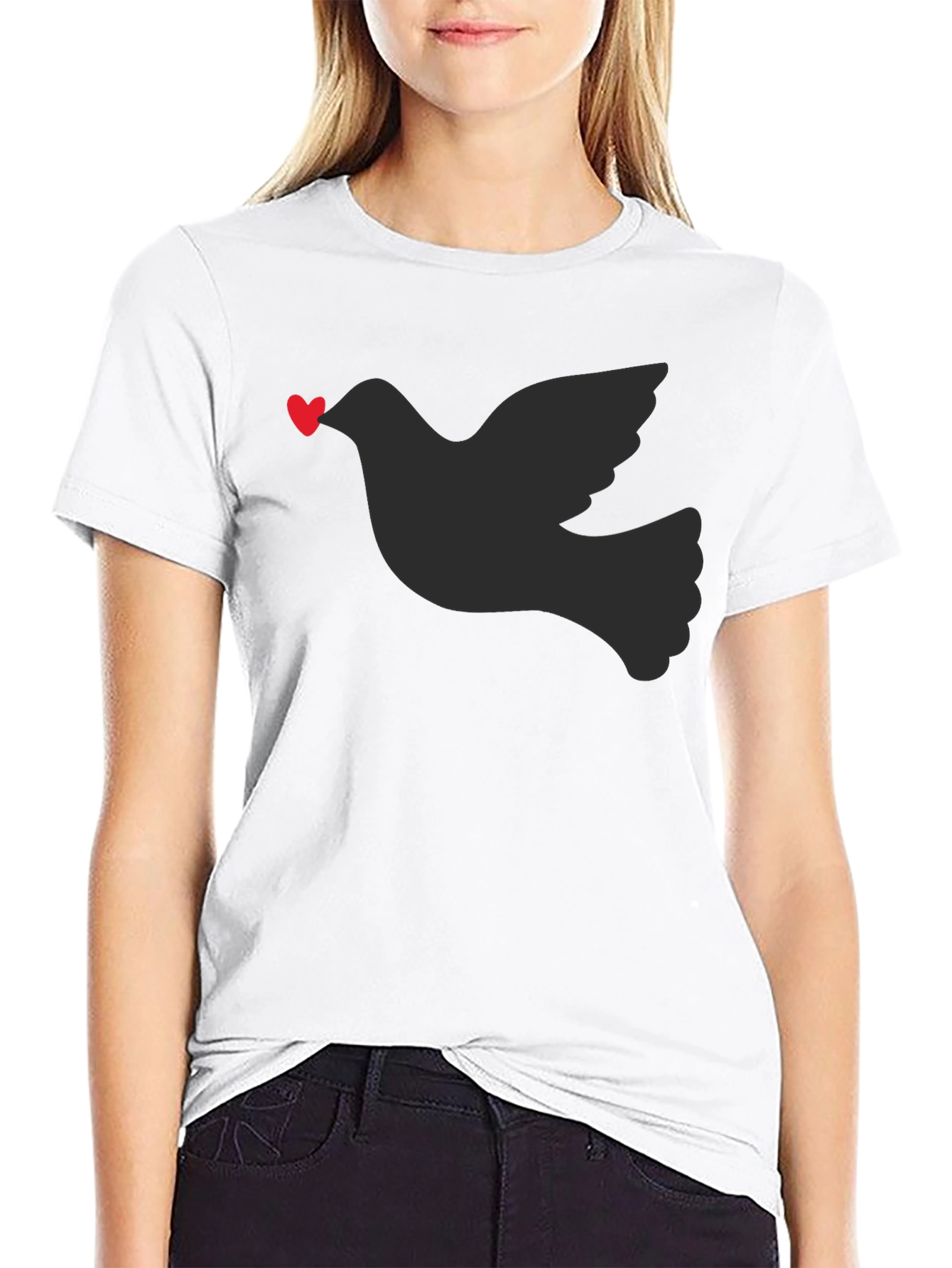 Dove Heart T-Shirt - Black
