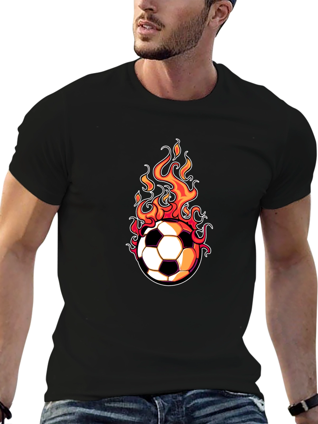 Flaming Soccer Ball Graphic Tee