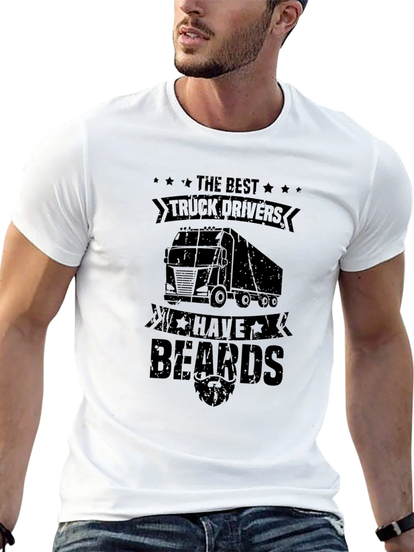 Bearded Trucker Graphic Tee - Cool Truck Driver Shirt
