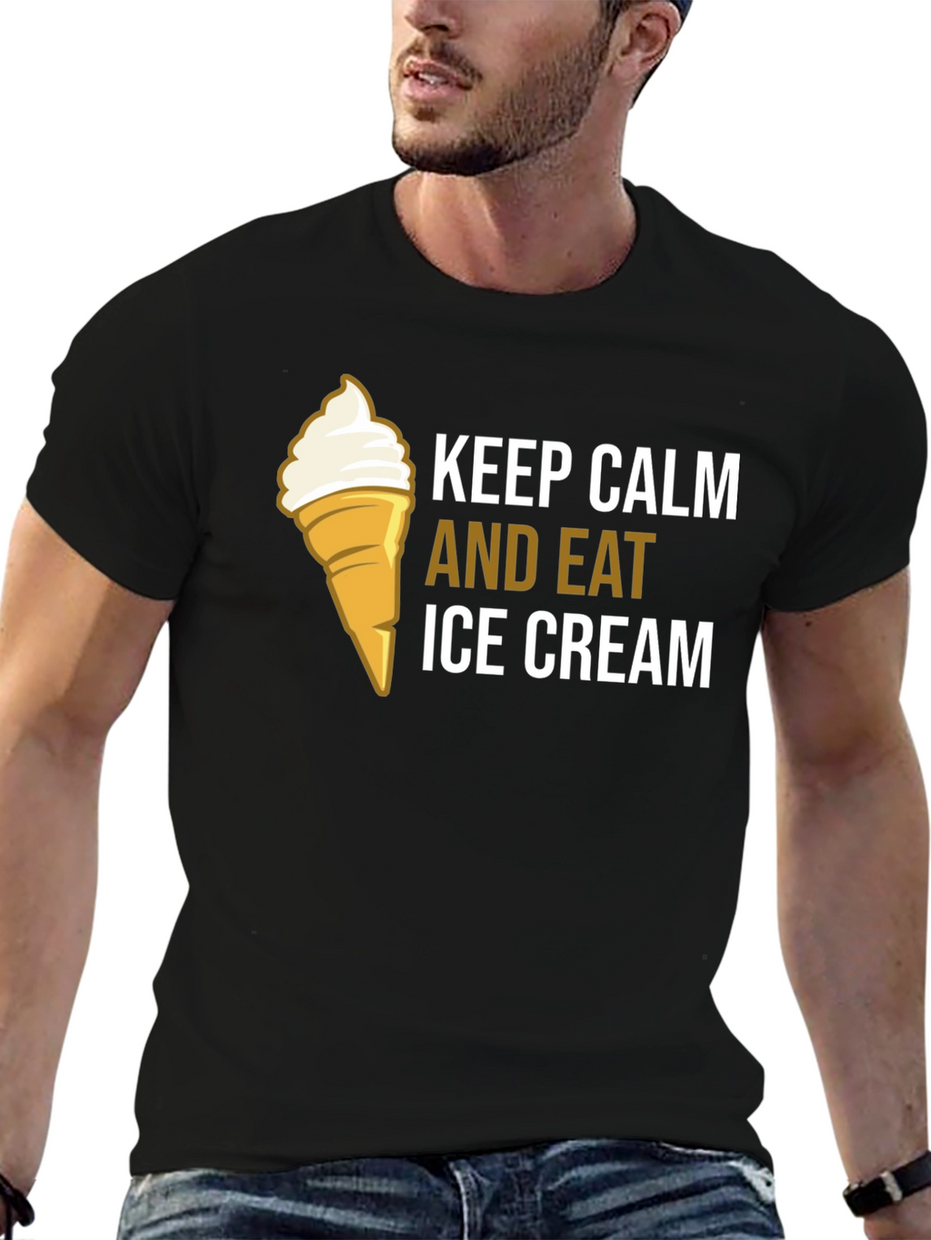 Keep Calm and Eat Ice Cream Graphic T-Shirt