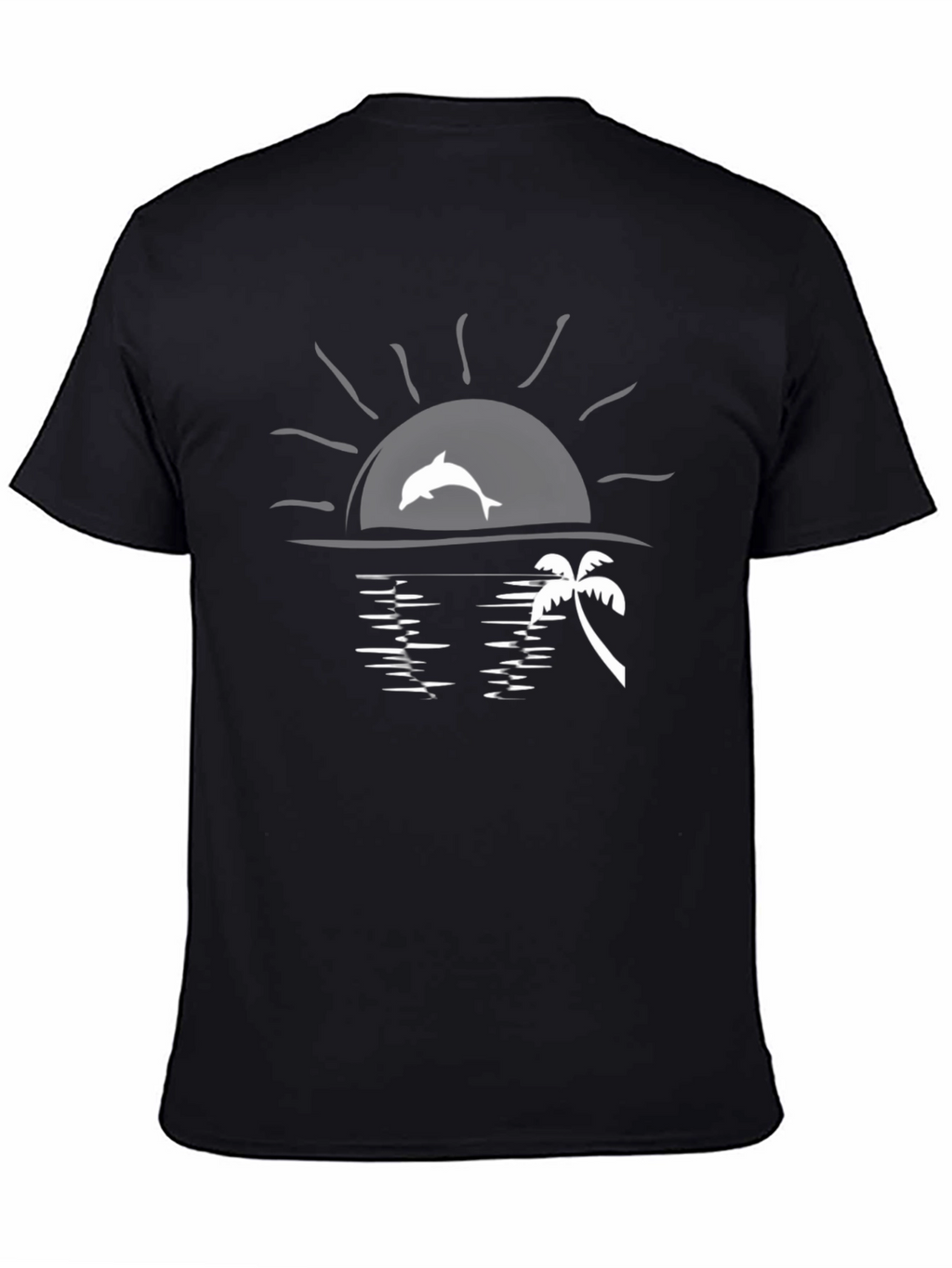 Sunset Dolphin Graphic Tee - Black