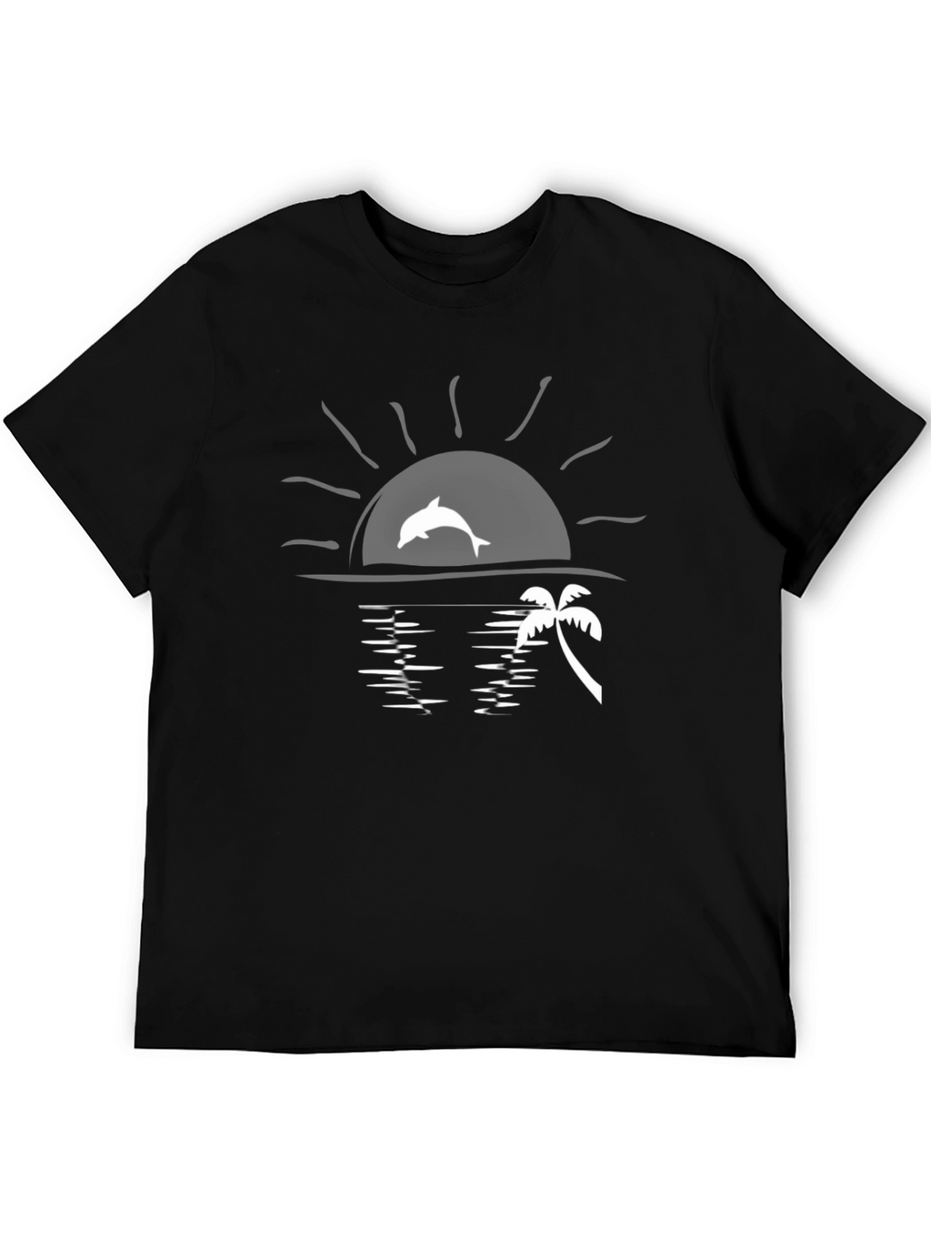 Sunset Dolphin Graphic Tee - Black