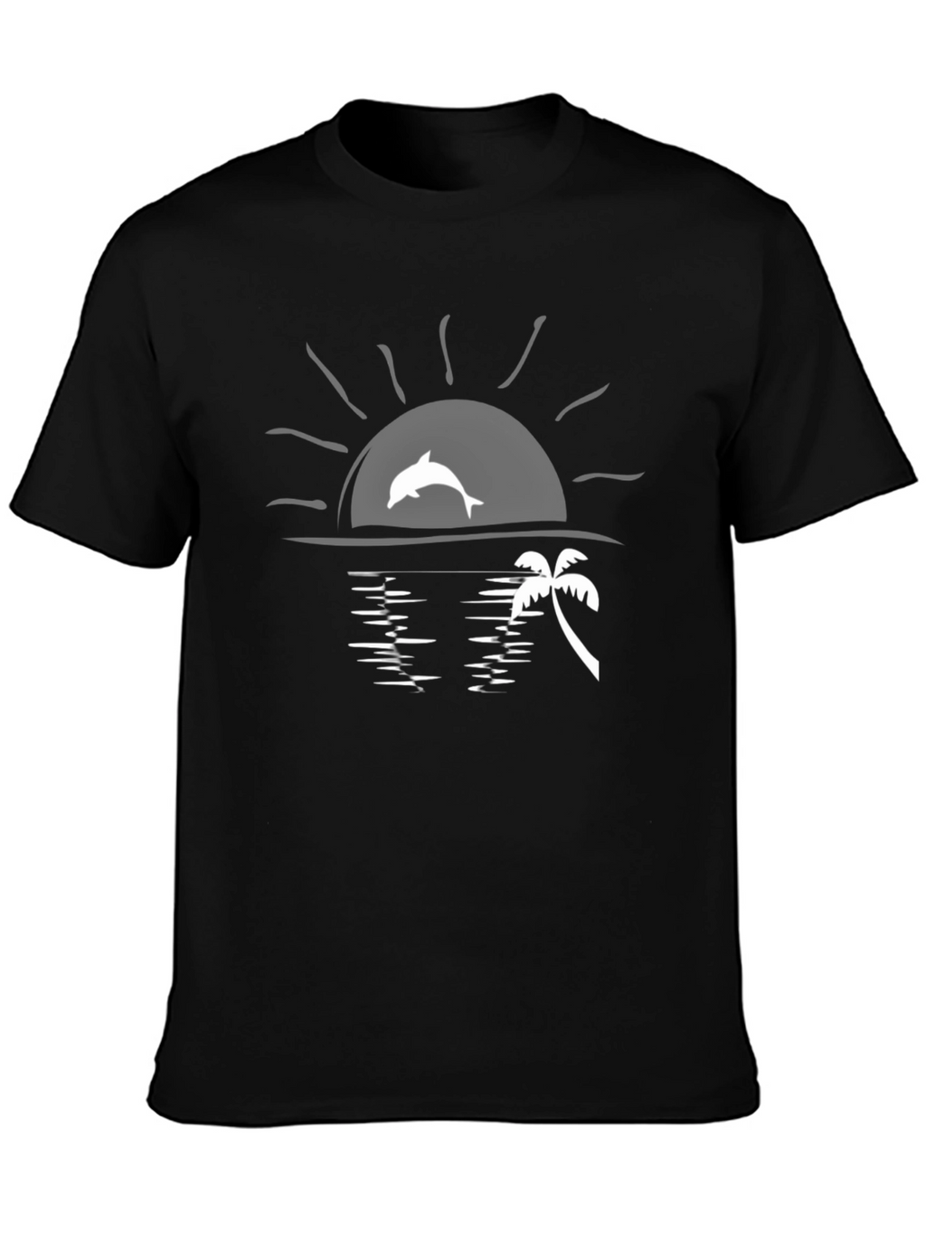 Sunset Dolphin Graphic Tee - Black