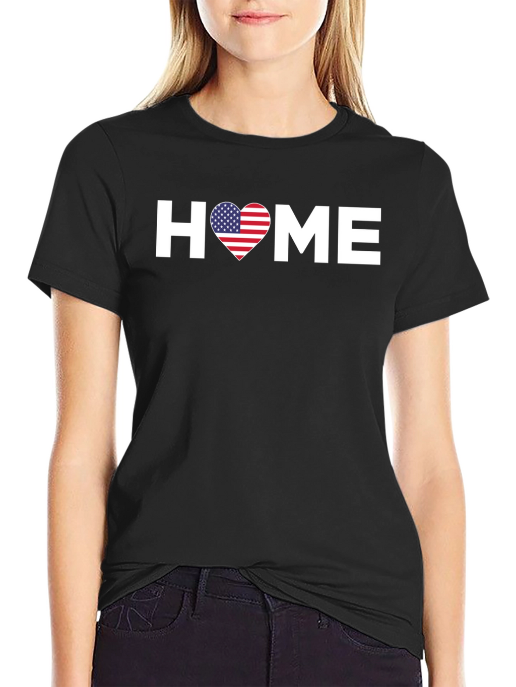 American Flag Heart HOME Graphic T-Shirt