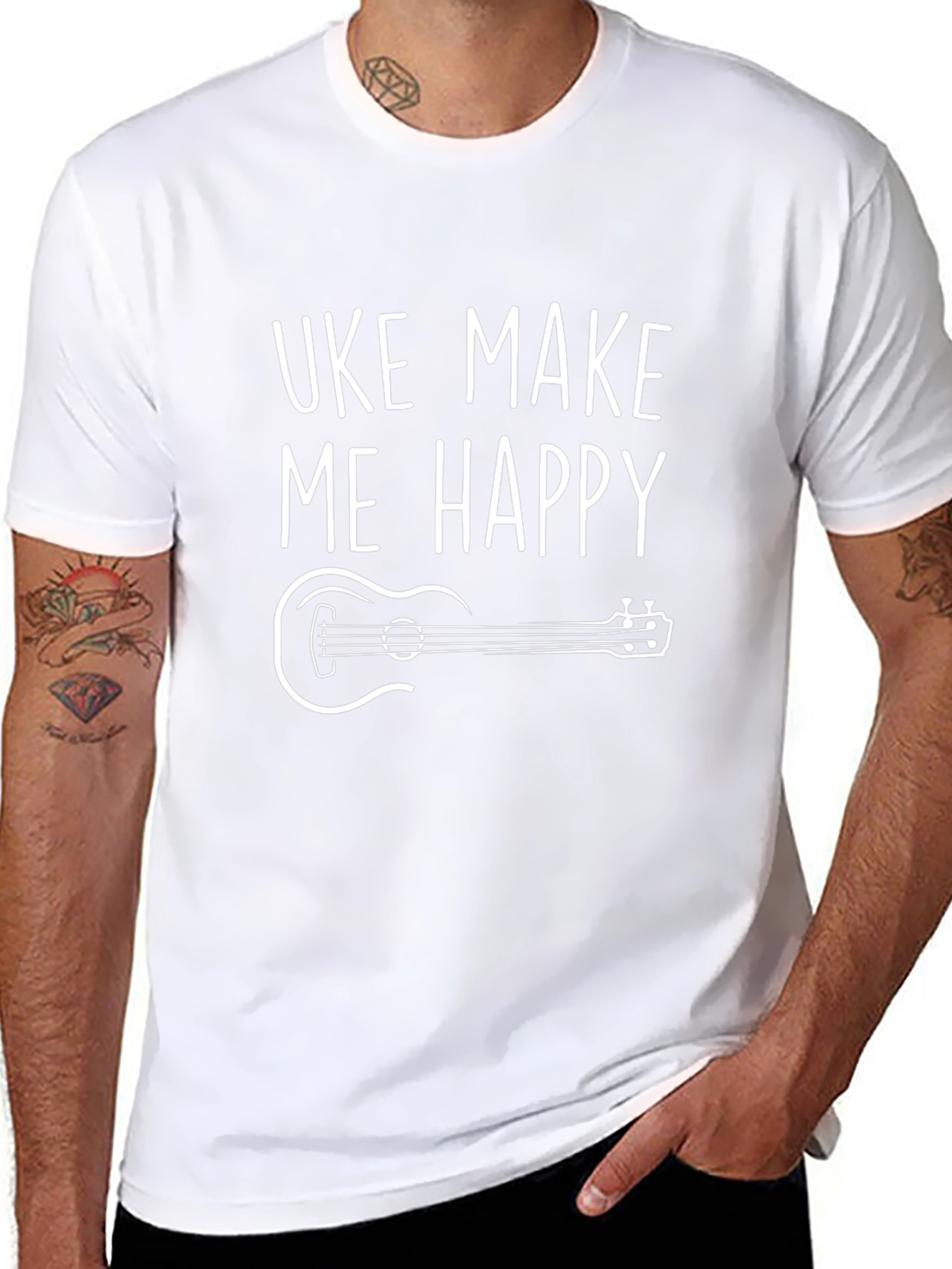 Uke Make Me Happy T-Shirt Ukulele Lover Tee