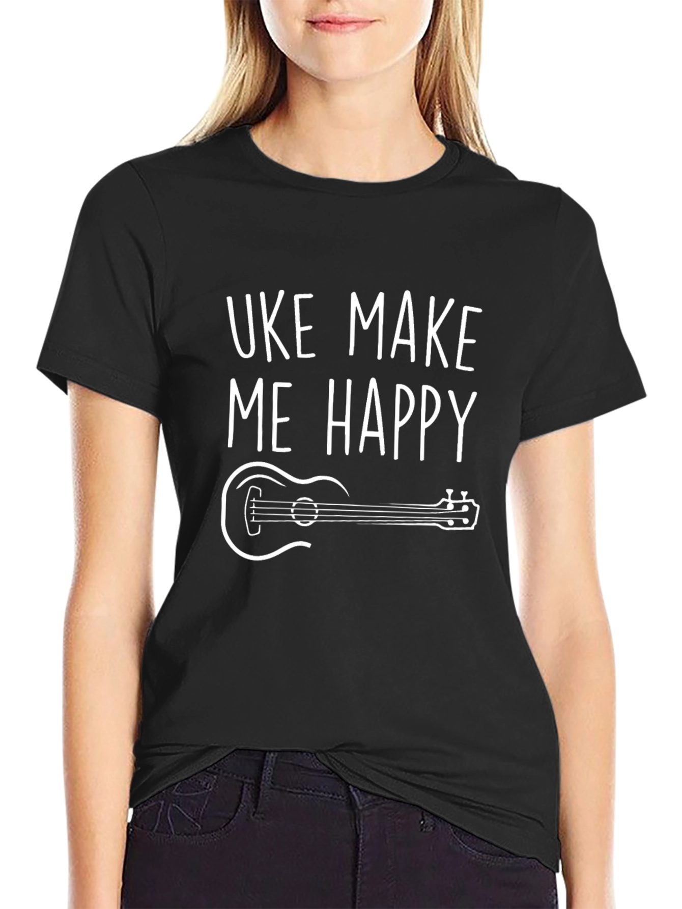 Uke Make Me Happy T-Shirt Ukulele Lover Tee