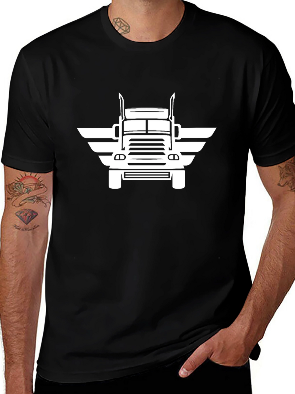 Trucker Wings Graphic Tee - Black