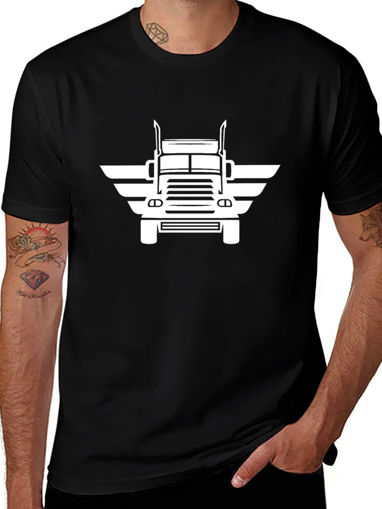 Trucker Wings Graphic Tee - Black