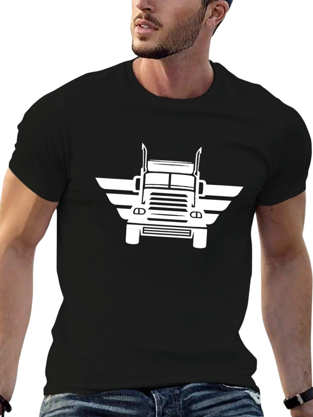 Trucker Wings Graphic Tee - Black